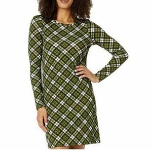 Like New Michael Kors Evergreen Plaid Long-Sleeve Shift Dress | Size XL